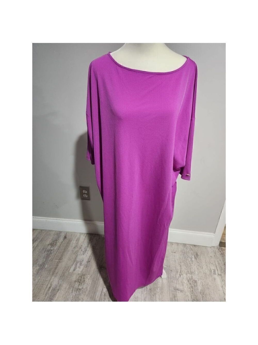 Marina Rinaldi Olivetti T-shirt Dress Size 12-14 (M) NWT in Fuchsia - Picture 5 of 6